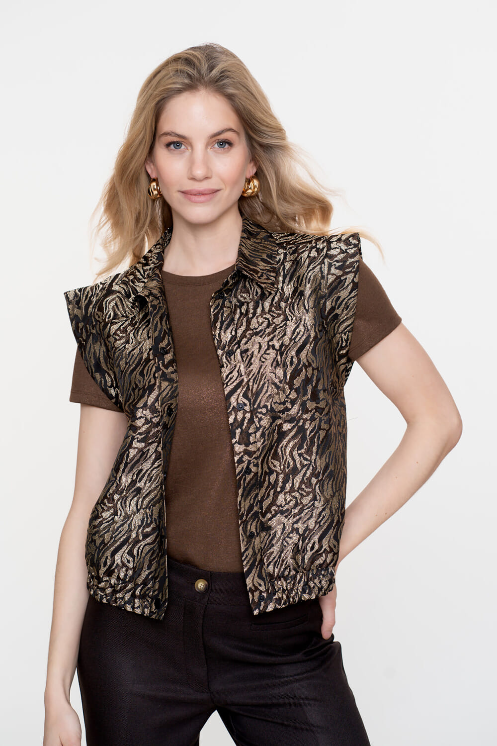 Geisha Gilet Animal Print Zwart