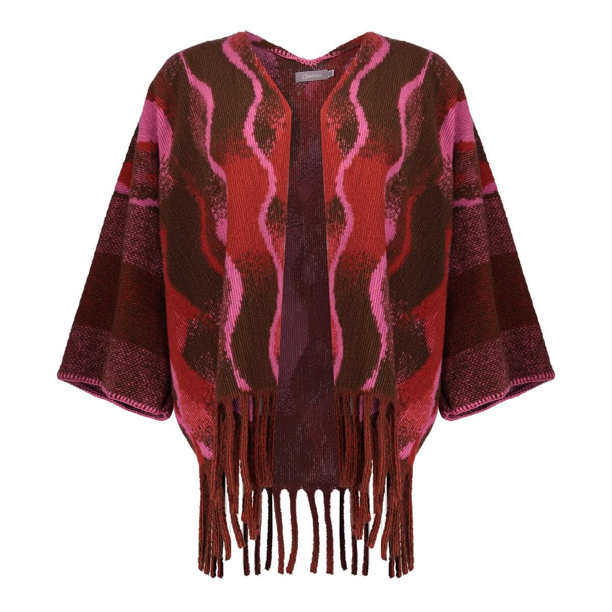 Geisha Poncho Print Bruin