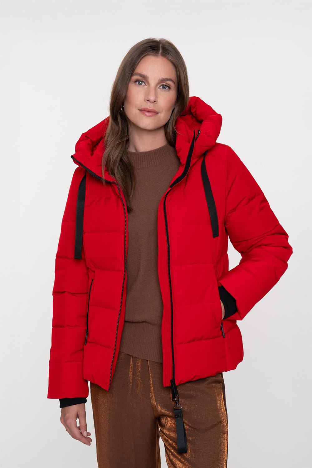 Geisha Gewateerde Jas Kort Rood