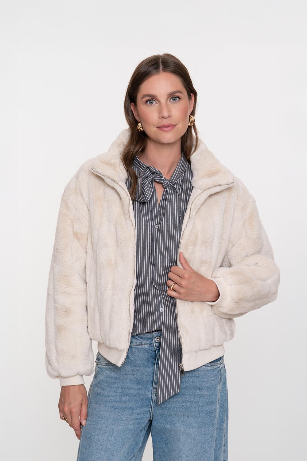 Geisha Jas Fake Fur Wit