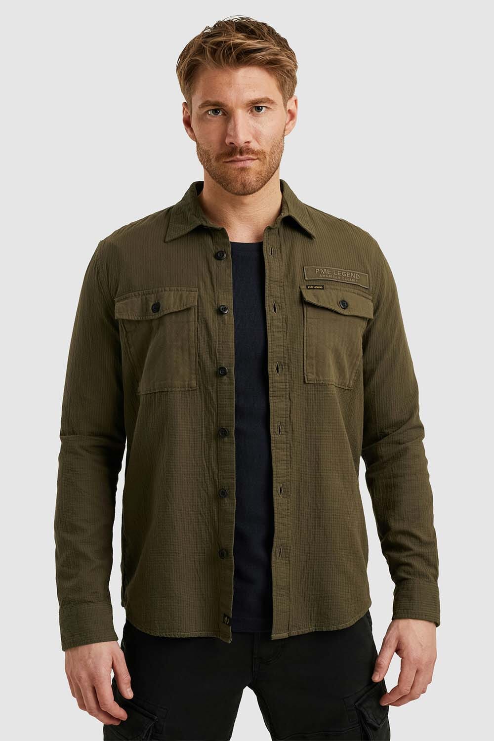 Pme Legend Overhemd Quilt Poplin Grijs