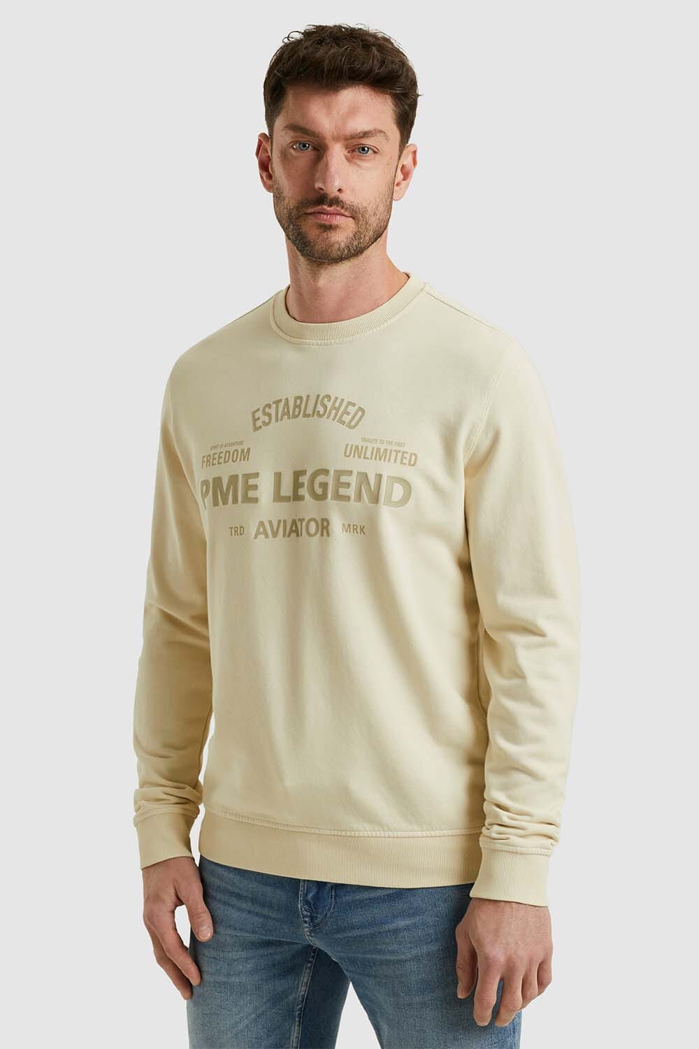 Pme Legend Trui Terry Garment Dyed Beige