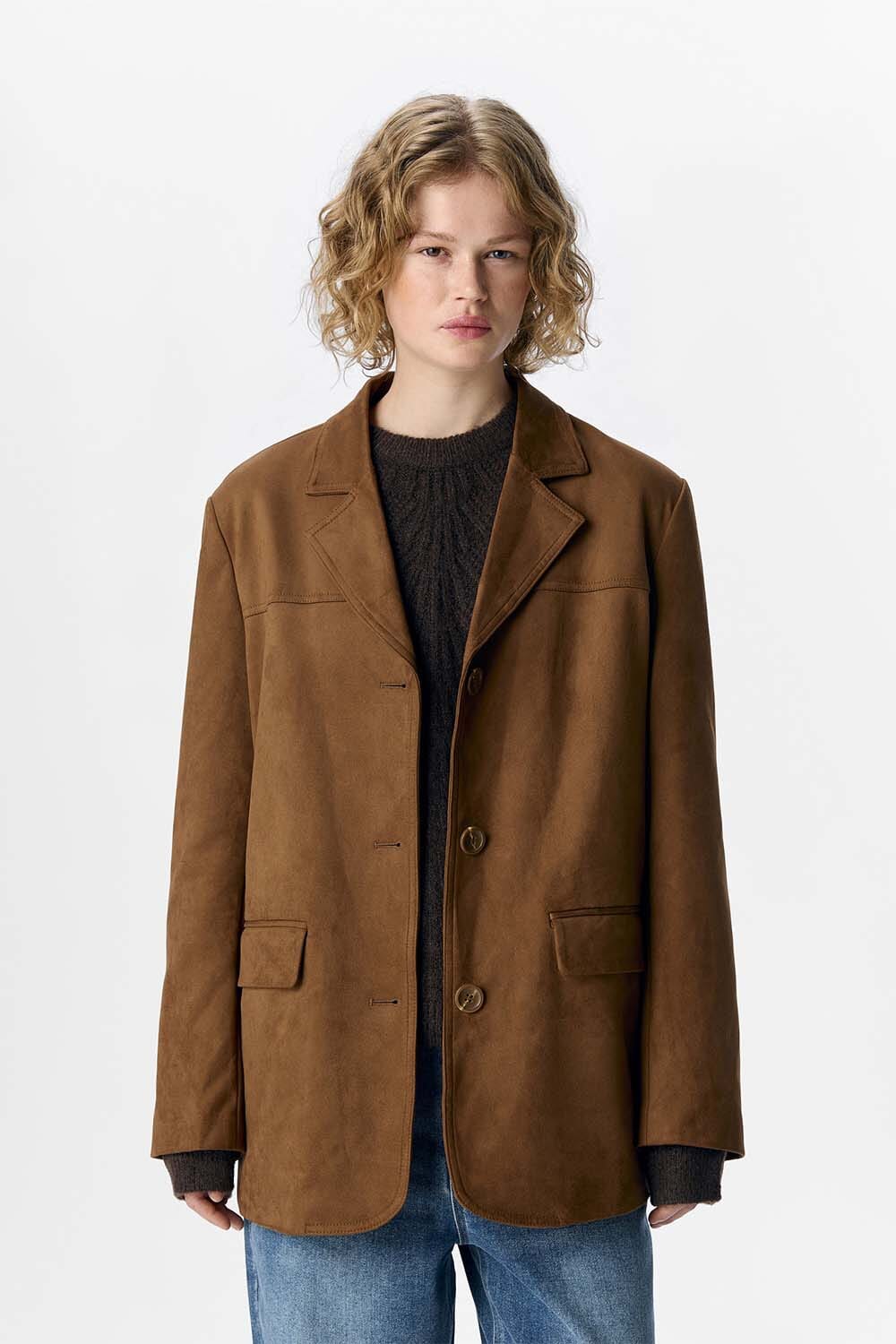 Object Blazer Fenja Loose fit Bruin