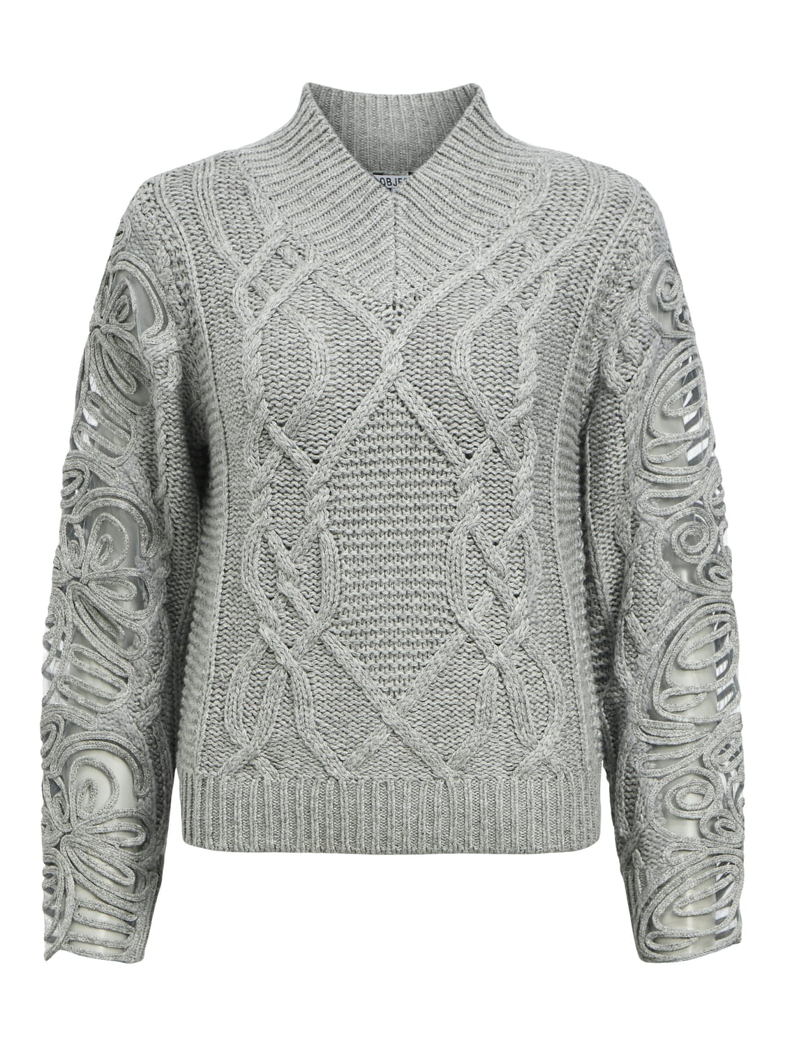 Object Gebreide Kabeltrui Elisse Grijs