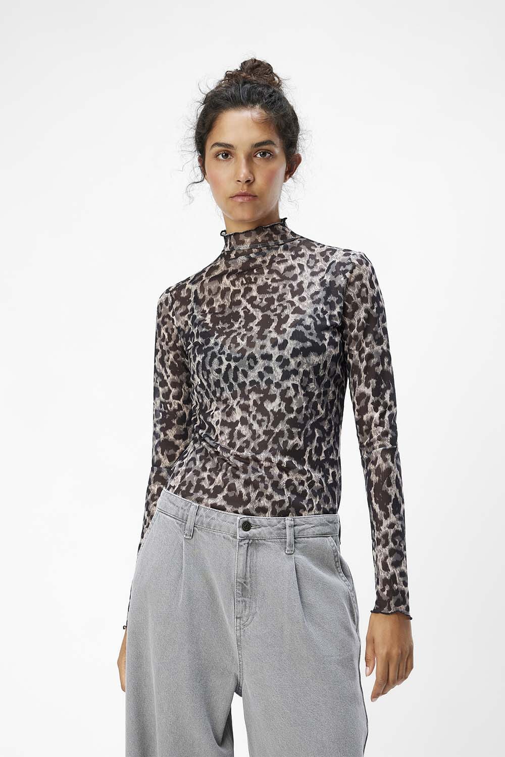 Object Top Nela Mesh Zwart