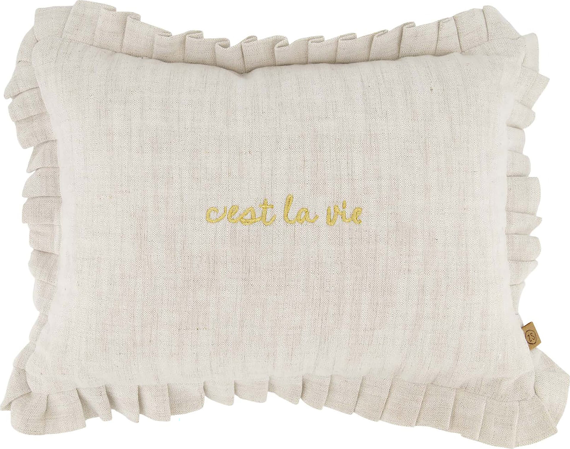 Zusss Kussen cest la vie 35 x 25 cm peper en zout Beige