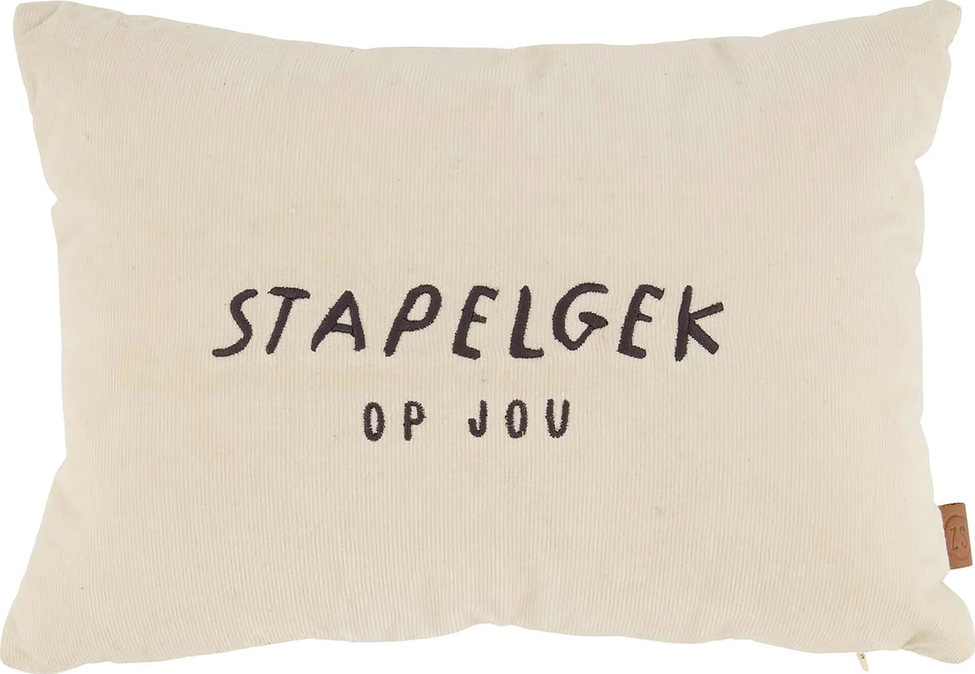 Zusss kussen corduroy stapelgek 35x25cm zand/antracietgr Kaki