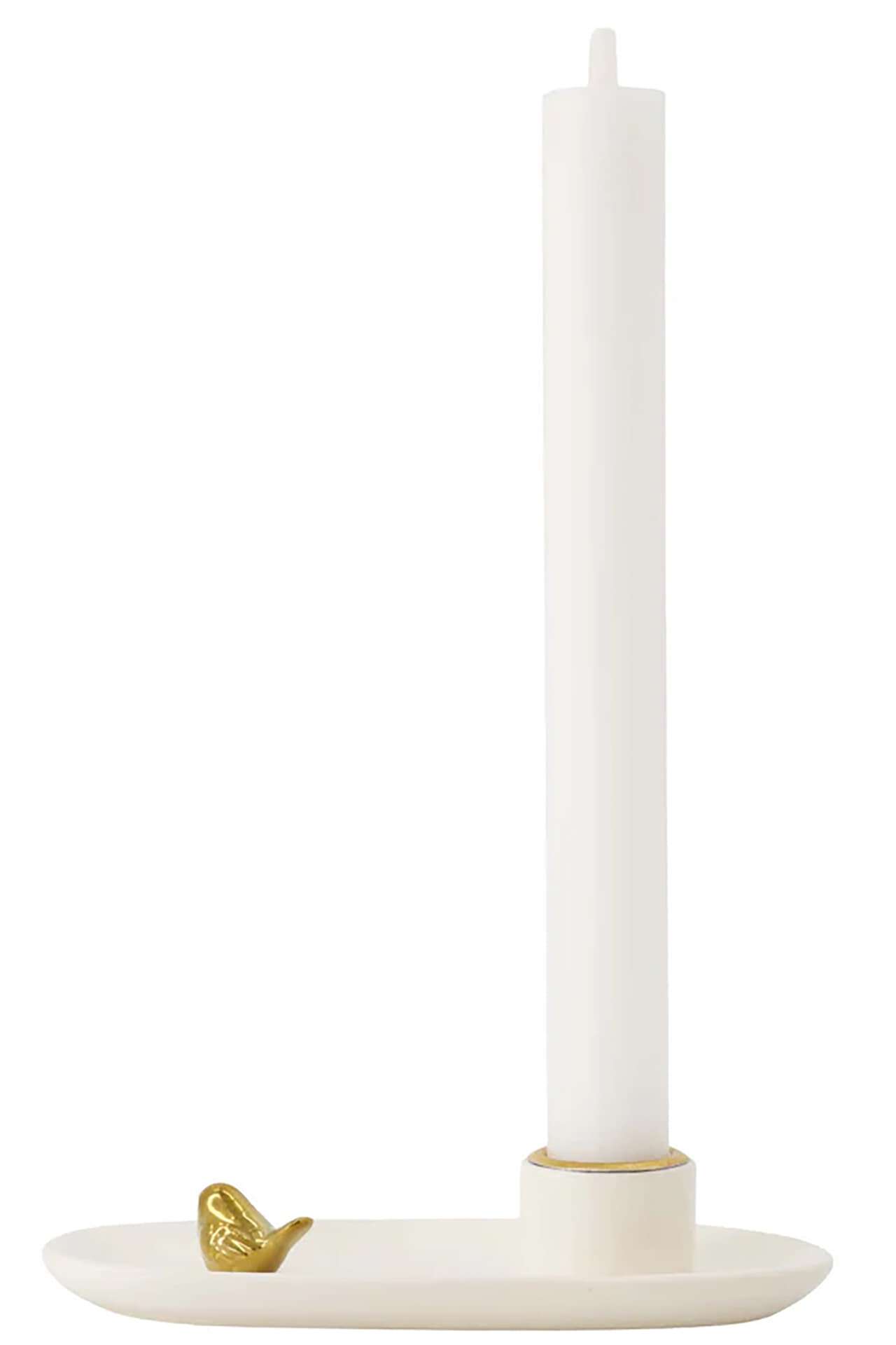 Zusss kandelaar keramiek vogeltje wit/goud Goud