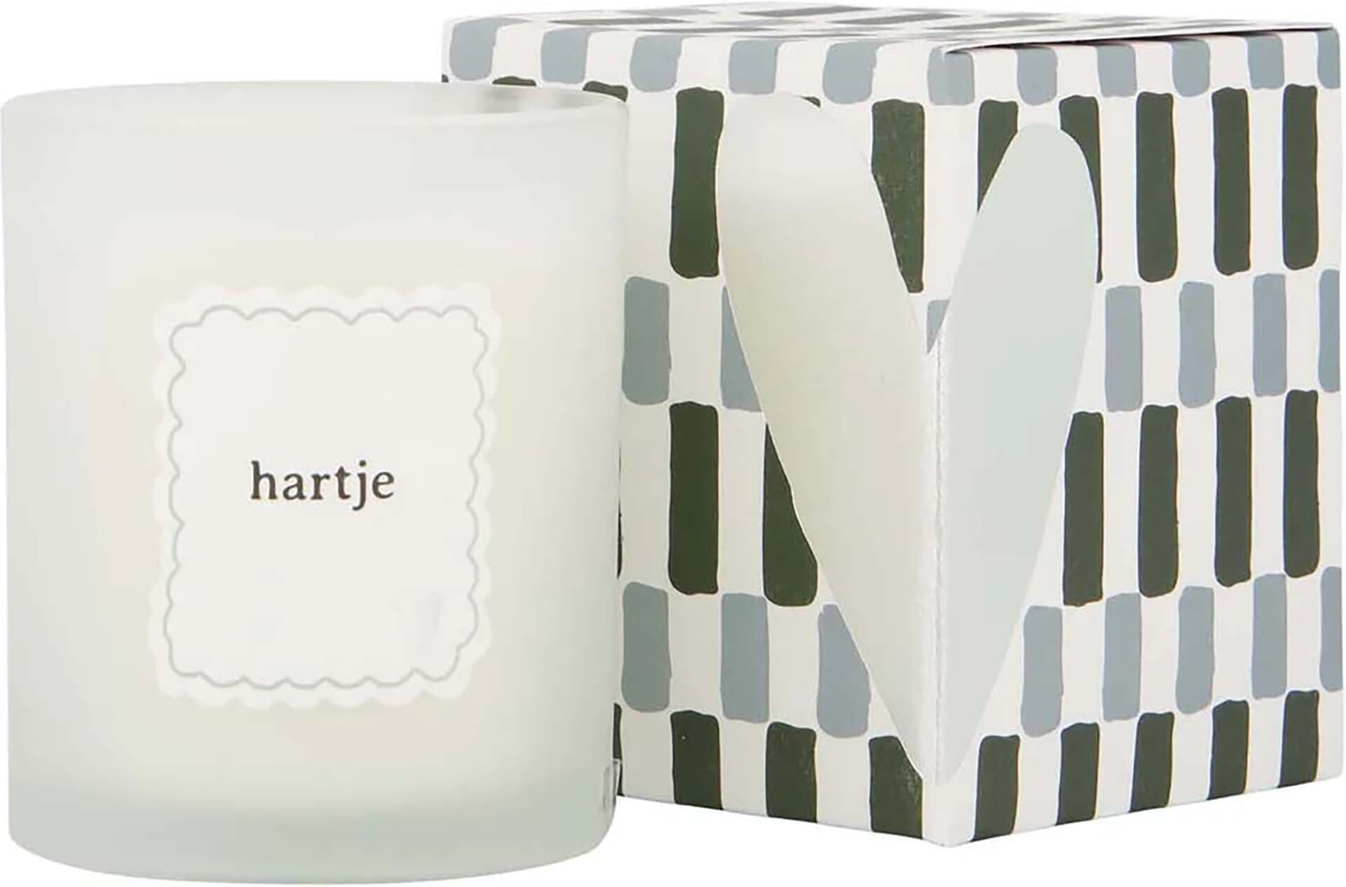 Zusss geurkaars glas in doosje zilver hartje groen/grijs Groen
