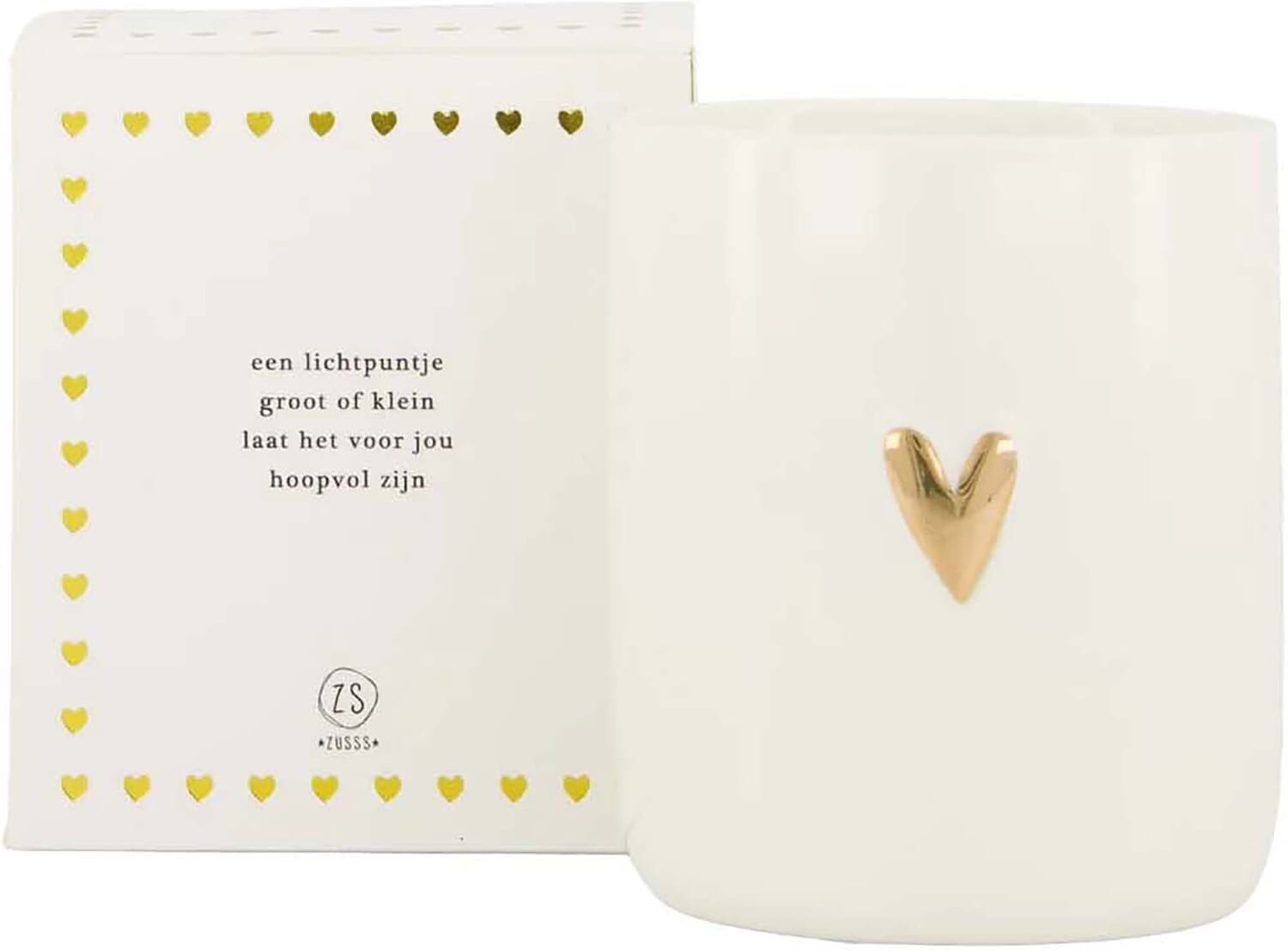 Zusss geurkaars keramiek in doosje een lichtpuntje hart  Geel