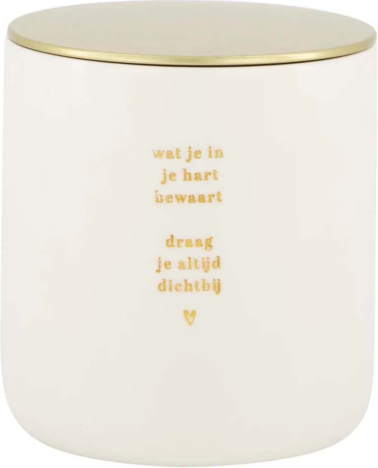 Zusss geurkaars keramiek in je hart wit/goud Geel