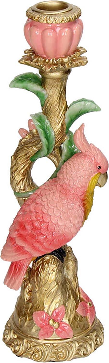 Bomont Collection Candle Stick Bird Polyresin Pink 8.5x8.5x27.5cm Roze