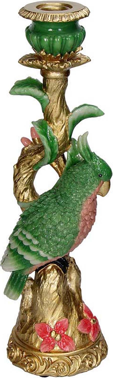 Bomont Collection Candle Stick Bird Polyresin Green 10x9.5x33.5cm Groen