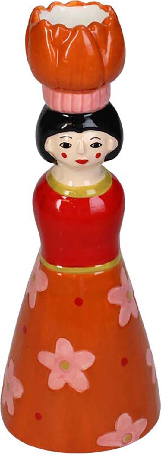 Bomont Collection Candle Stick Flower Girl Dolomite Multi 6.4x6.8x18 Multi