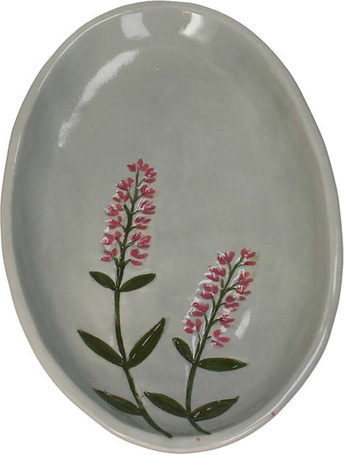 Bomont Collection Plate Flower Stoneware Grey 19.7x12x1.8cm Grijs