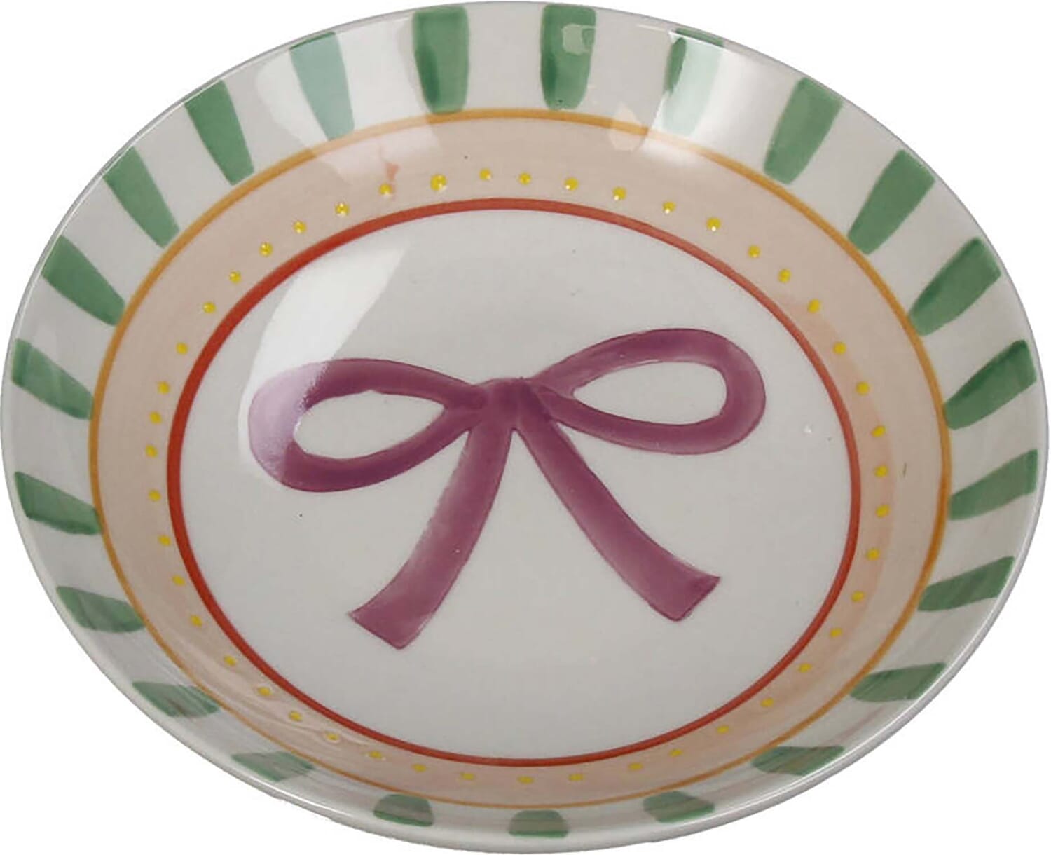 Bomont Collection Plate Bow and Stripes Stoneware Multi 17.5x17.5x3. Multi
