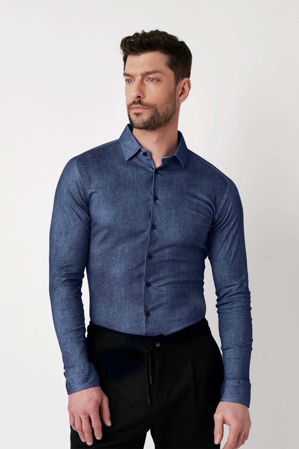 Desoto Overhemd Casual Kent Blauw