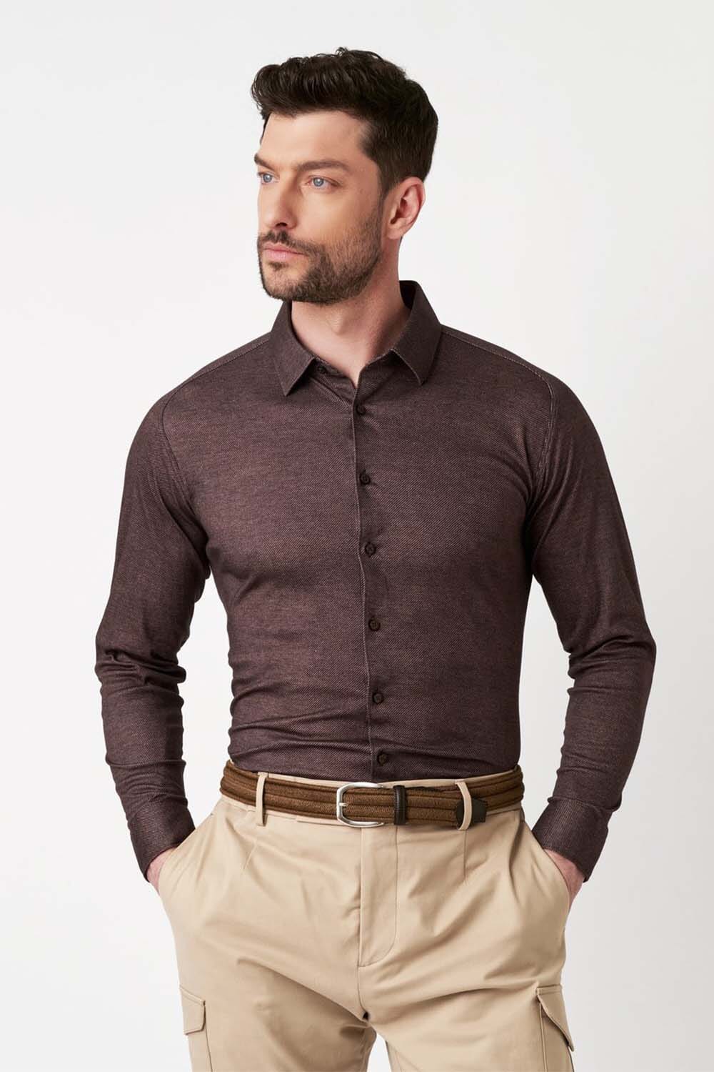 Desoto Overhemd Casual Kent Bruin