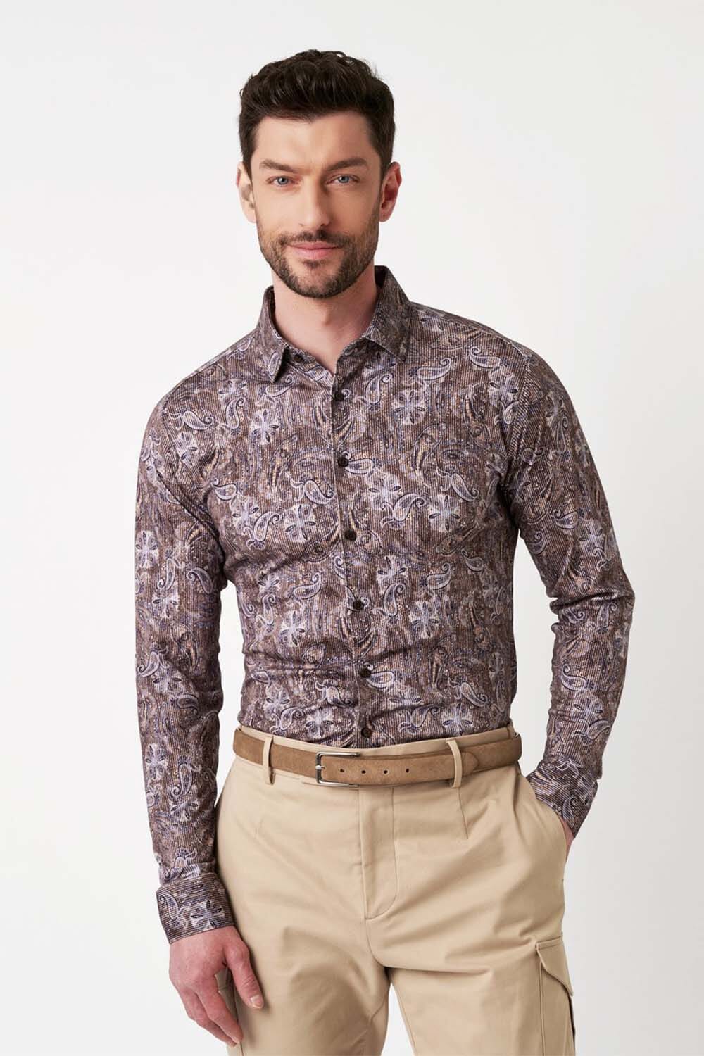 Desoto Overhemd Casual Kent Bruin