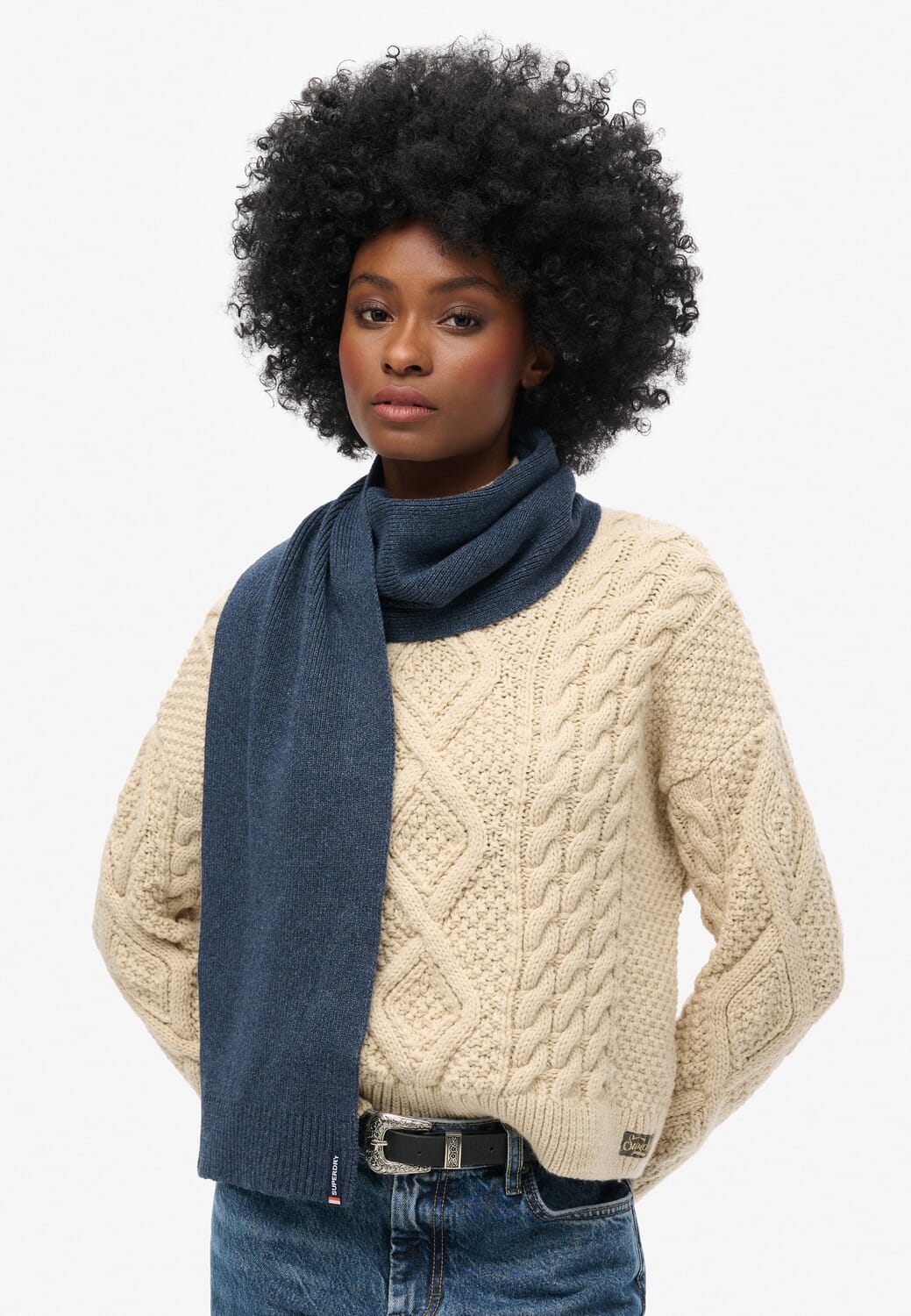 Superdry Sjaal Essential Logo Knitted Blauw