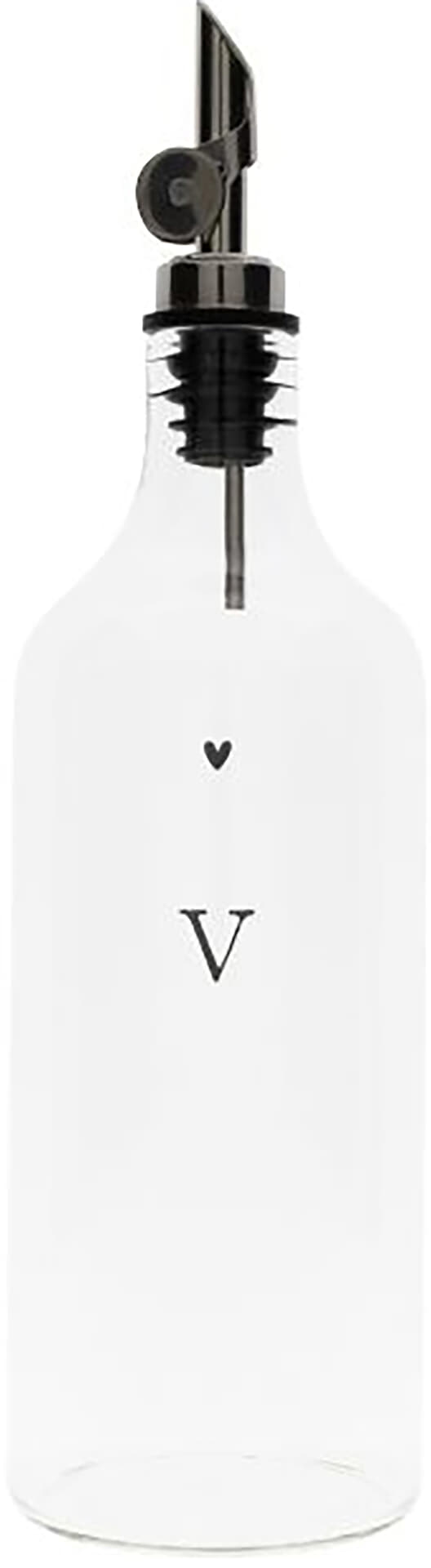 Bastion Collections Vinegar Glass Bottle with black heart Wit