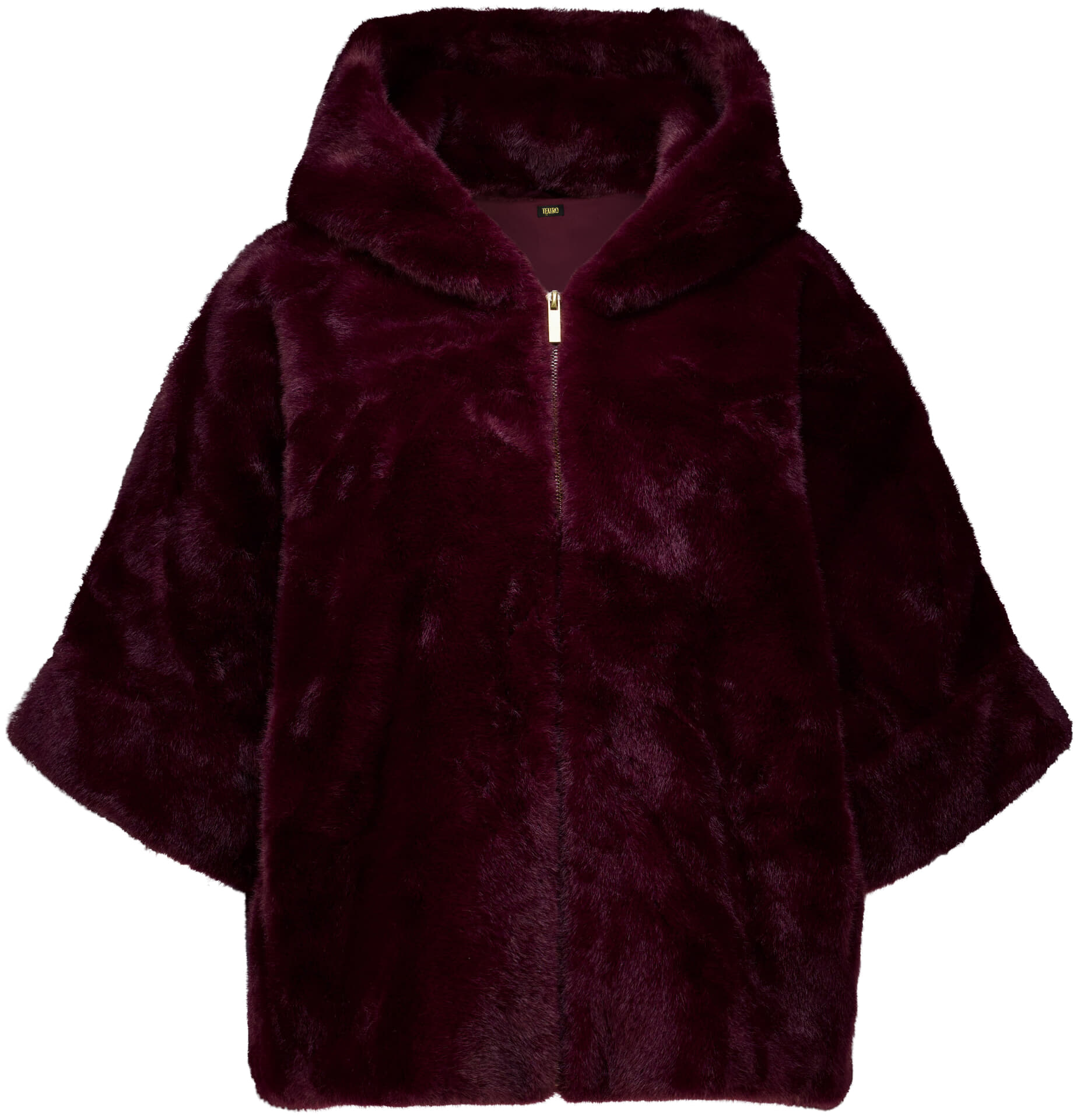 Poncho Celia Faux Fur Bordeaux Rood