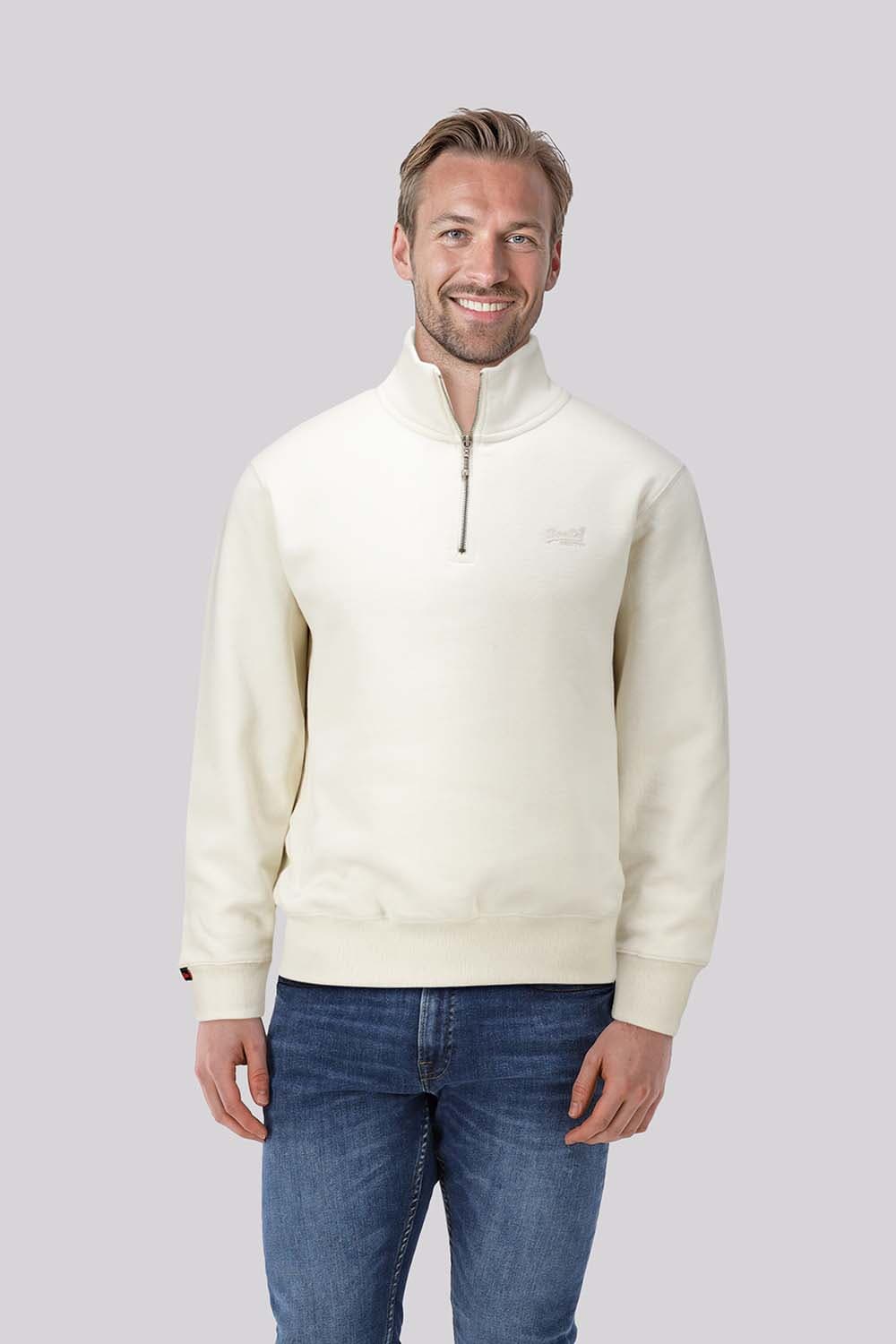 Superdry Sweater Henley Essential Logo  Off White