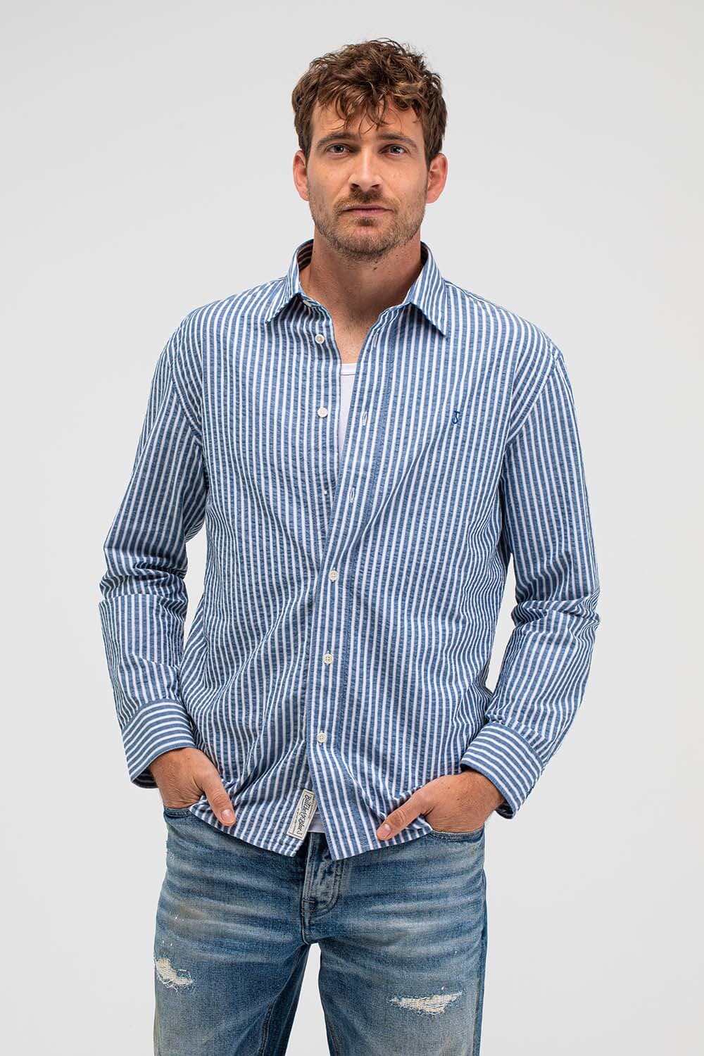 Butcher Of Blue Overhemd Neale Stripe Navy