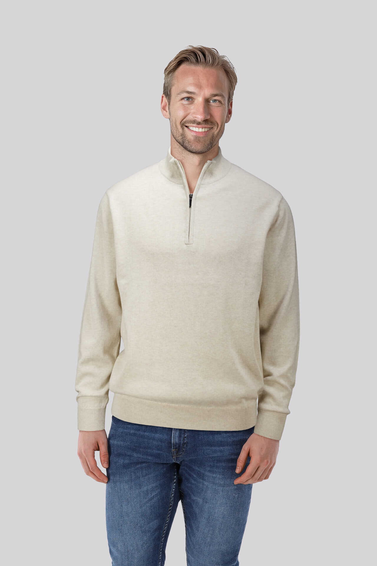 Bomont Pullover half zip Vincent  Beige