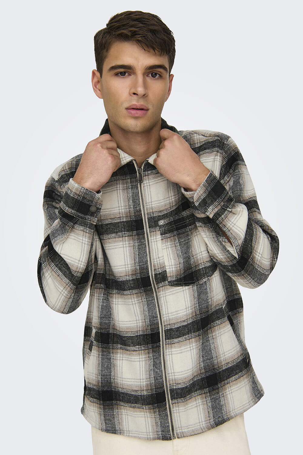 Only & Sons ONSAUSTIN WOOL ZIP OVERSHIRT NOOS Blauw