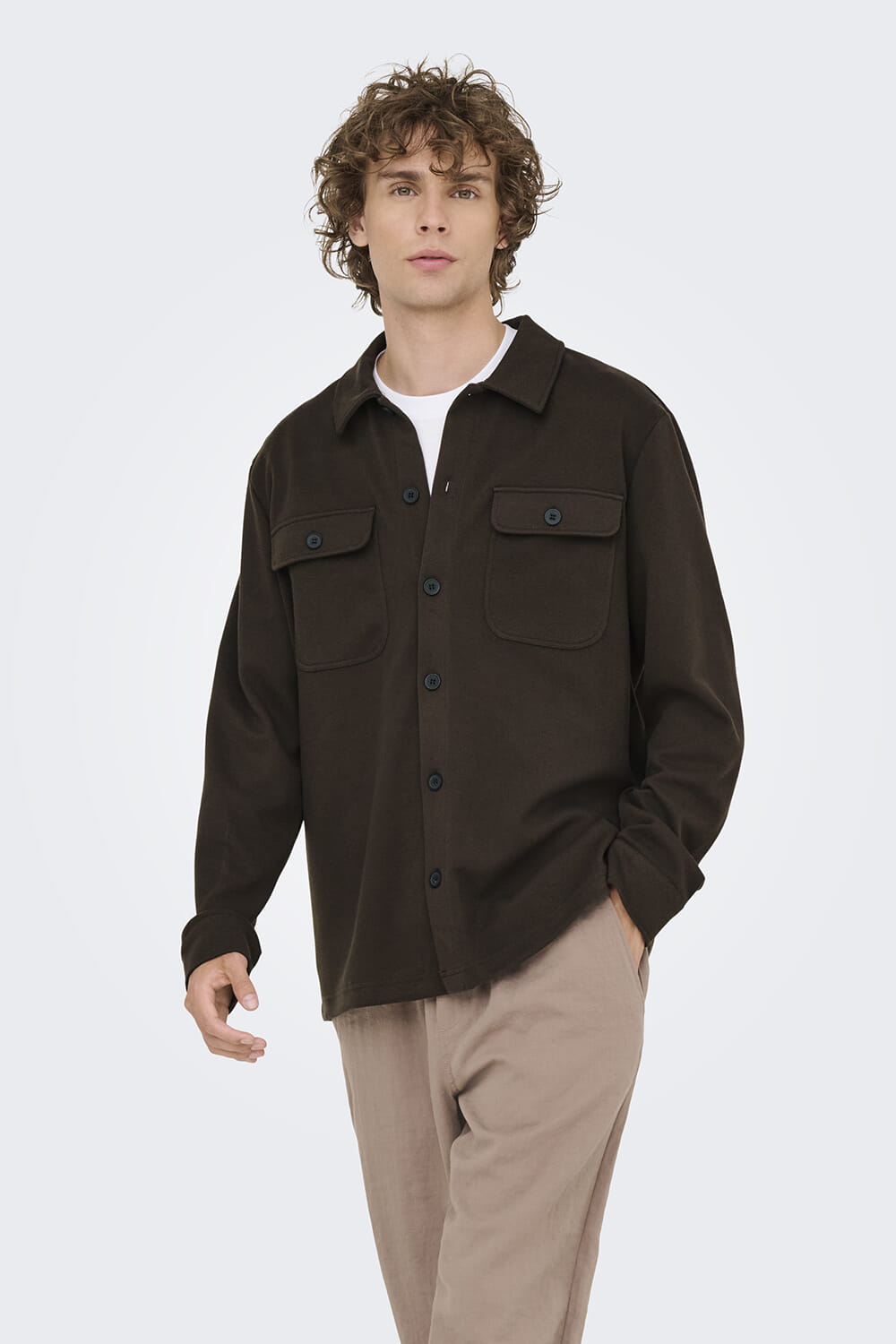 Only & Sons ONSNEWKODYL OVERSHIRT SWEAT NOOS Bruin