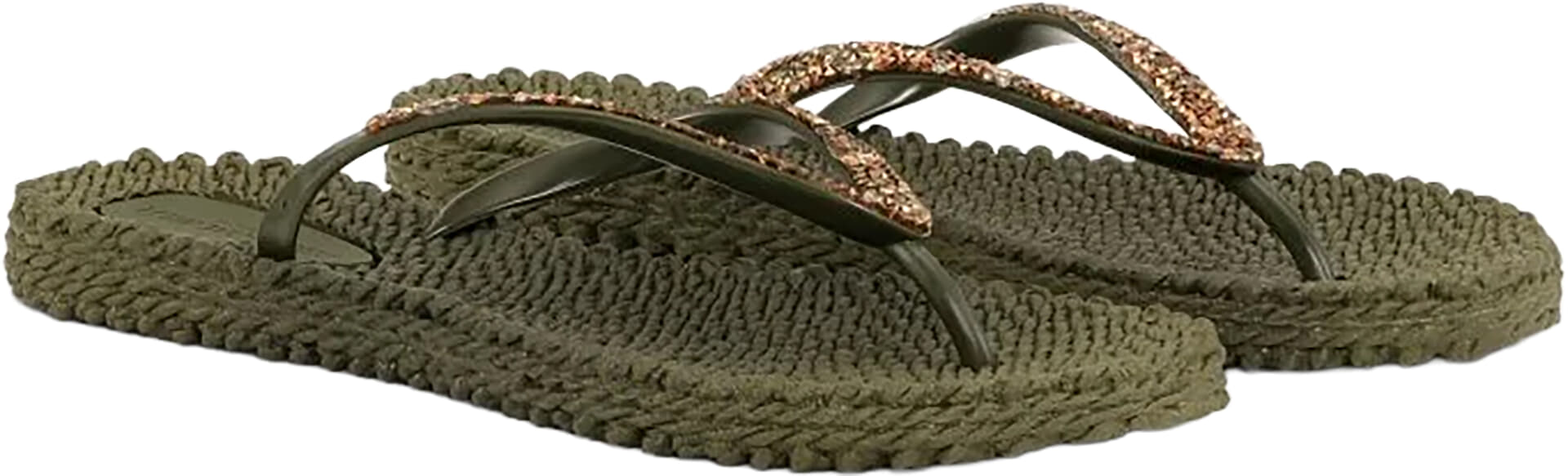 Ilse Jacobsen Flip Flops with Rhinestones Army