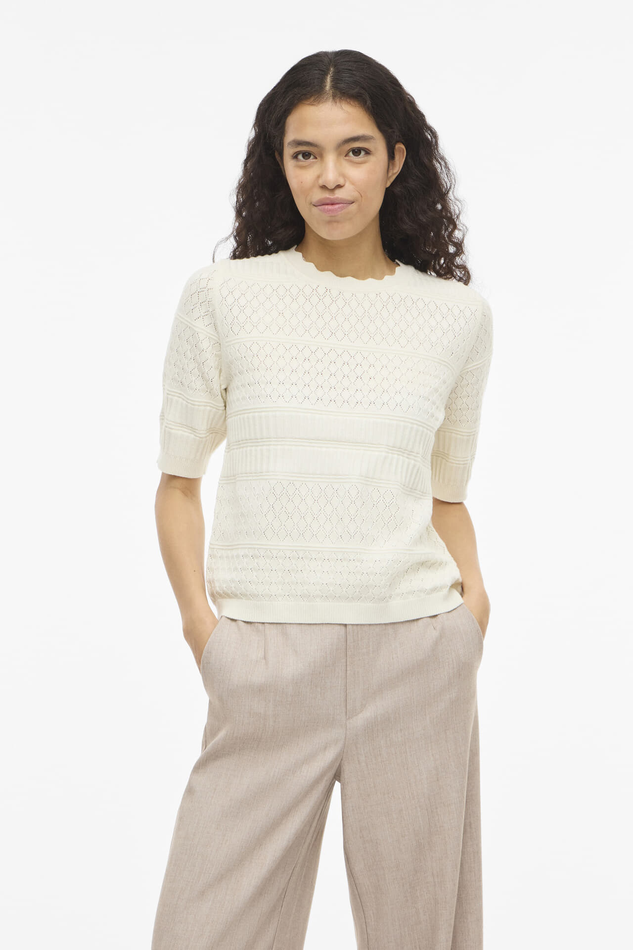 Vila Top Milos Pointelle Wit