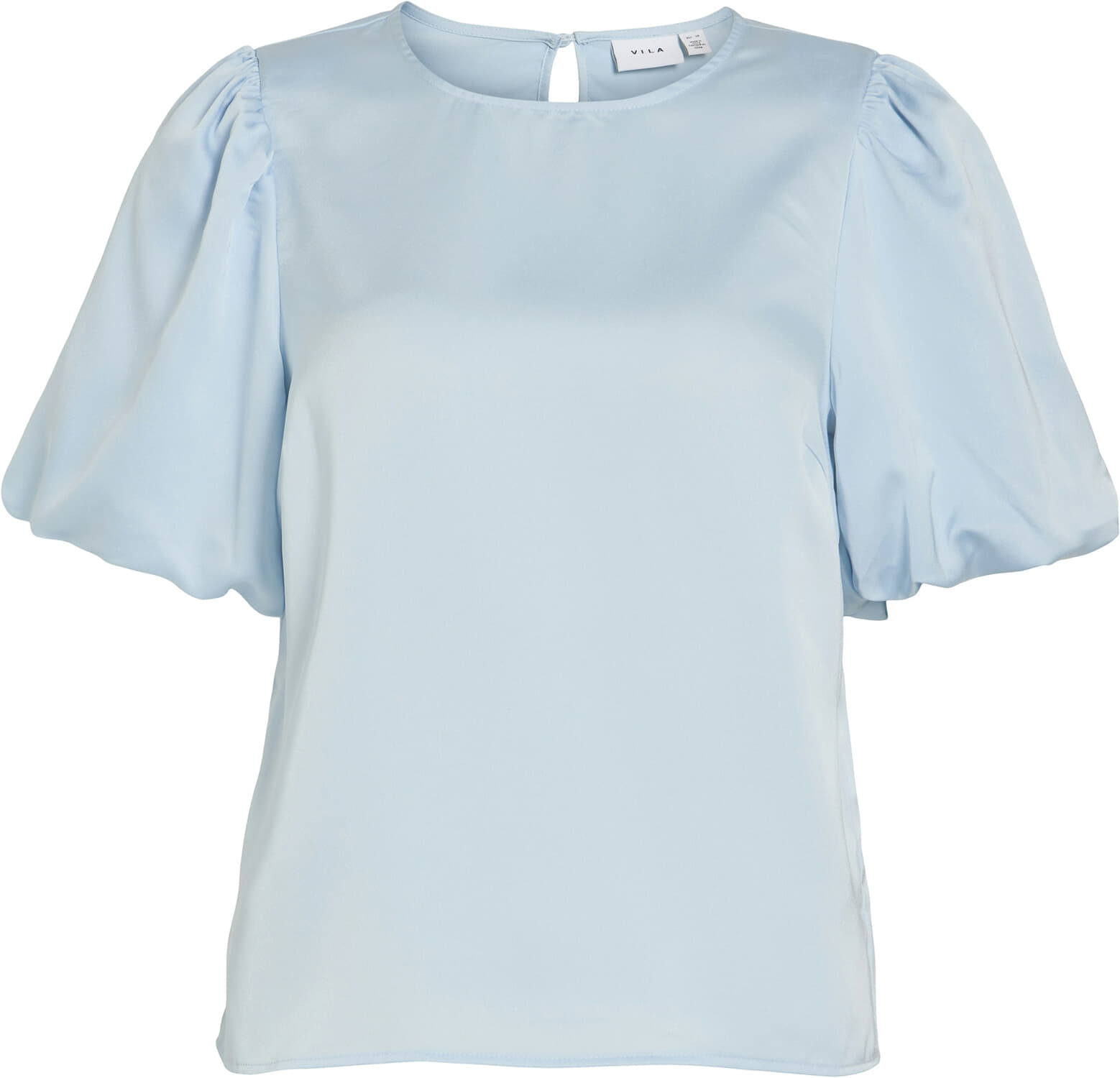Vila Top Ellette Satin Puff Blauw
