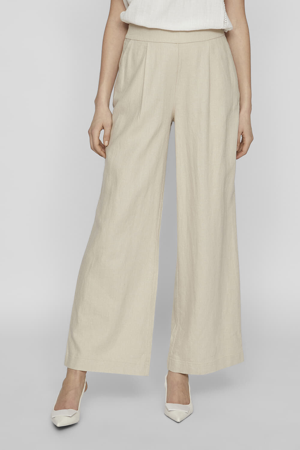 Vila Pantalon Jolanda HW Linnen Blend Beige
