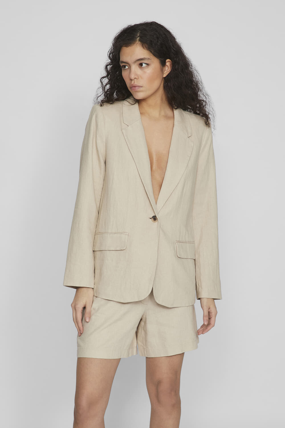 Vila Blazer Jolanda Linnen Blend Beige