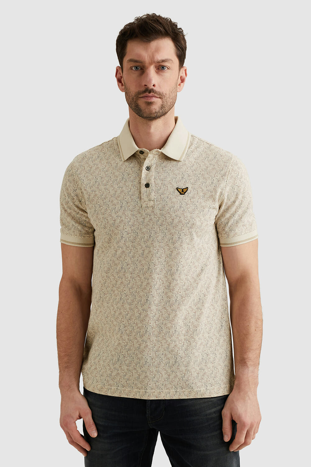 Pme Legend Polo Fine Pique all over print Beige