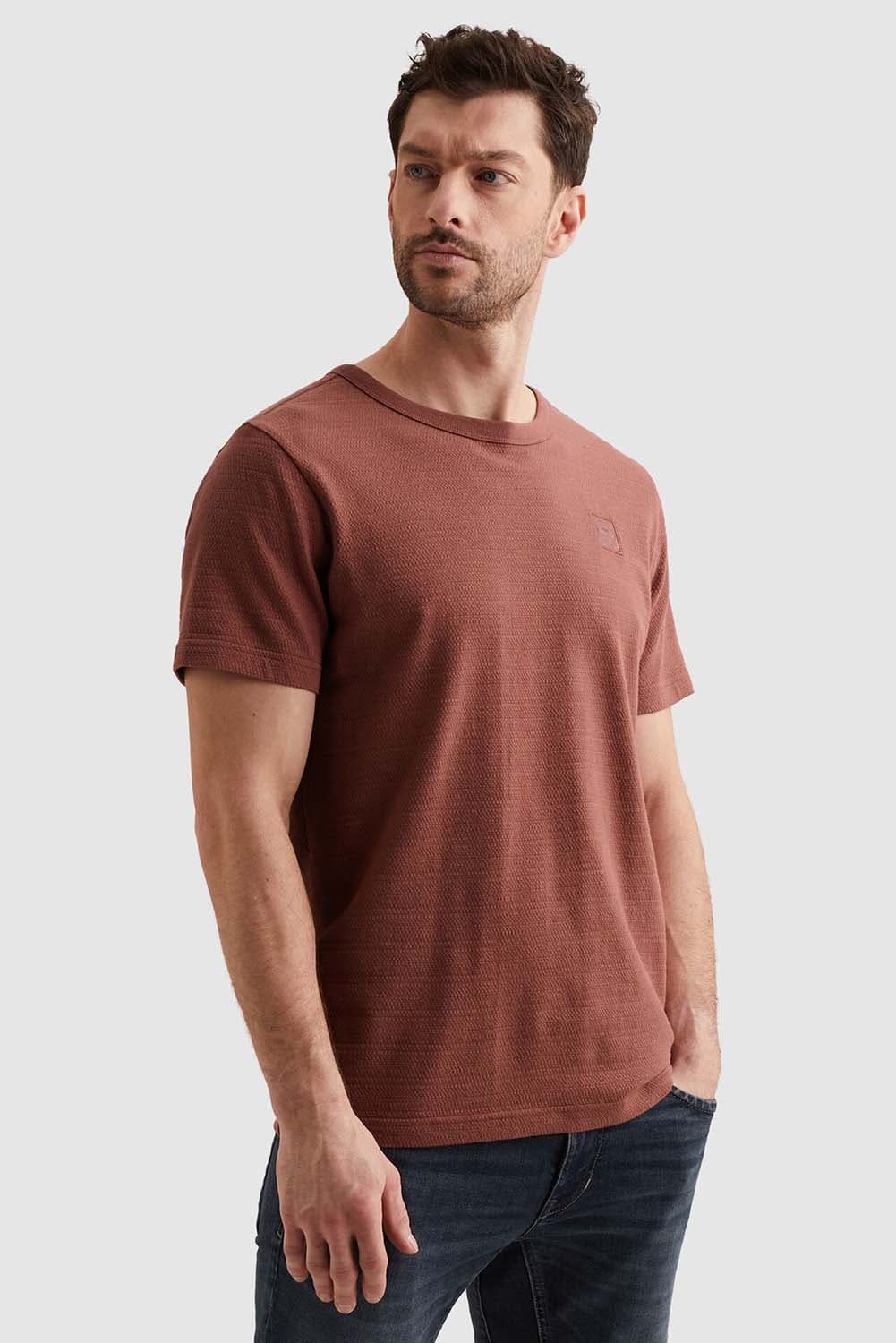 Pme Legend T-shirt Jacquard Strip Roze