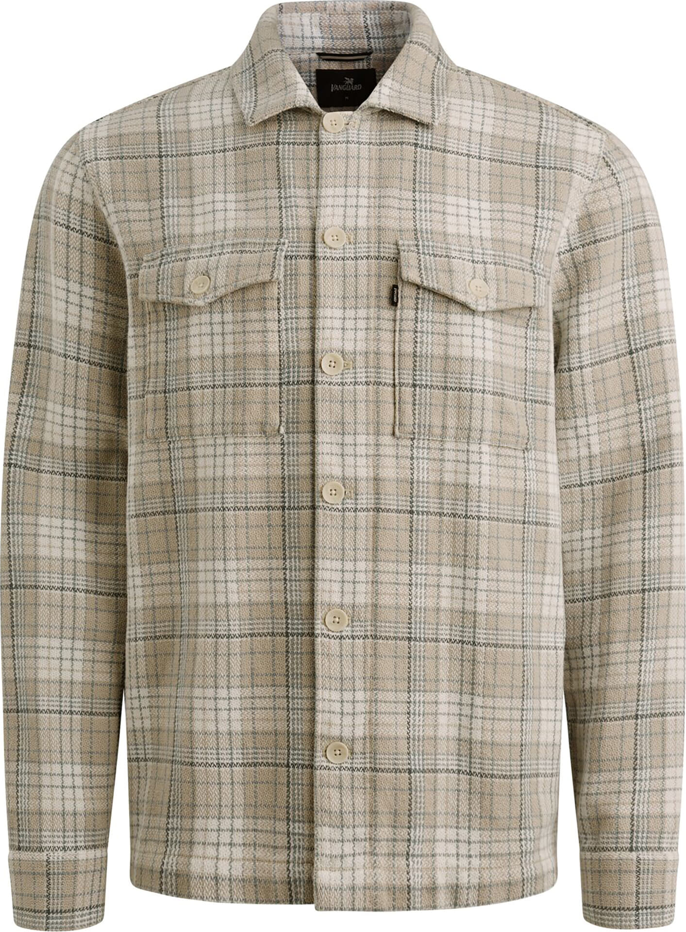 Vanguard Shirt jacket met allover ruitpatroon en structuur Beige