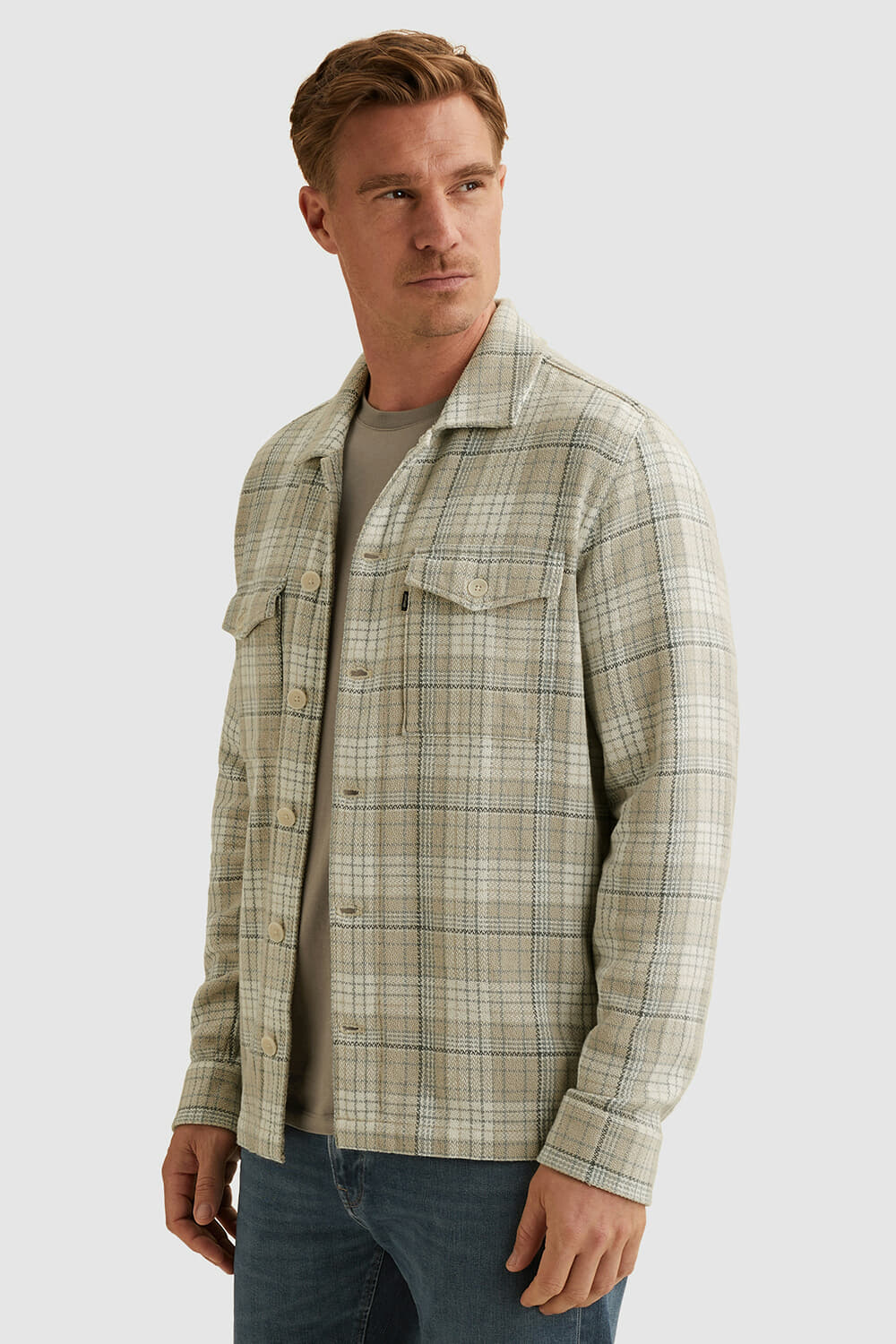 Vanguard Overhemd Check Coarse Lines Beige