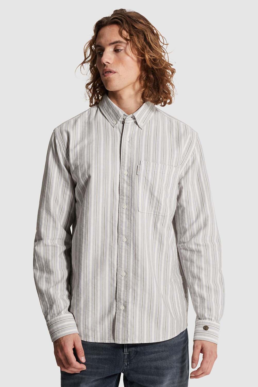 Cast Iron Overhemd Oxford Stripe wi Grijs