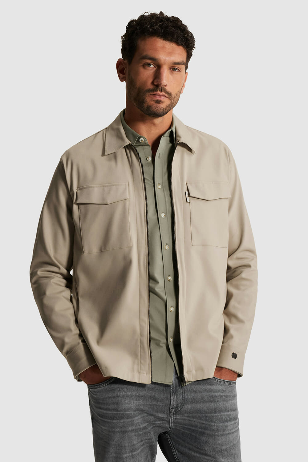 Cast Iron Overhemd Tech Stretch Kaki