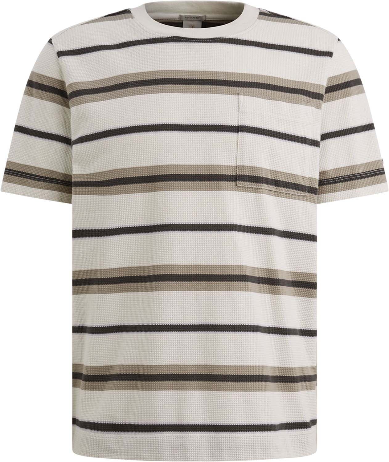 Cast Iron T-shirt regular fit stripe waffle Crème