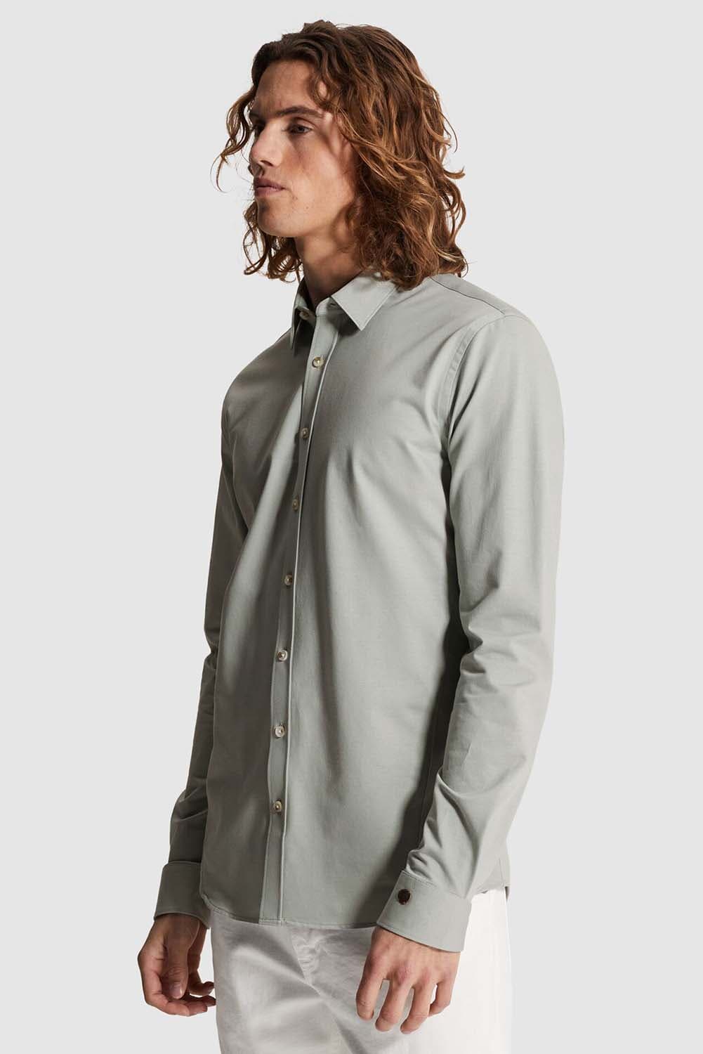 Cast Iron Overhemd Twill Jersey 2 tone Grijs