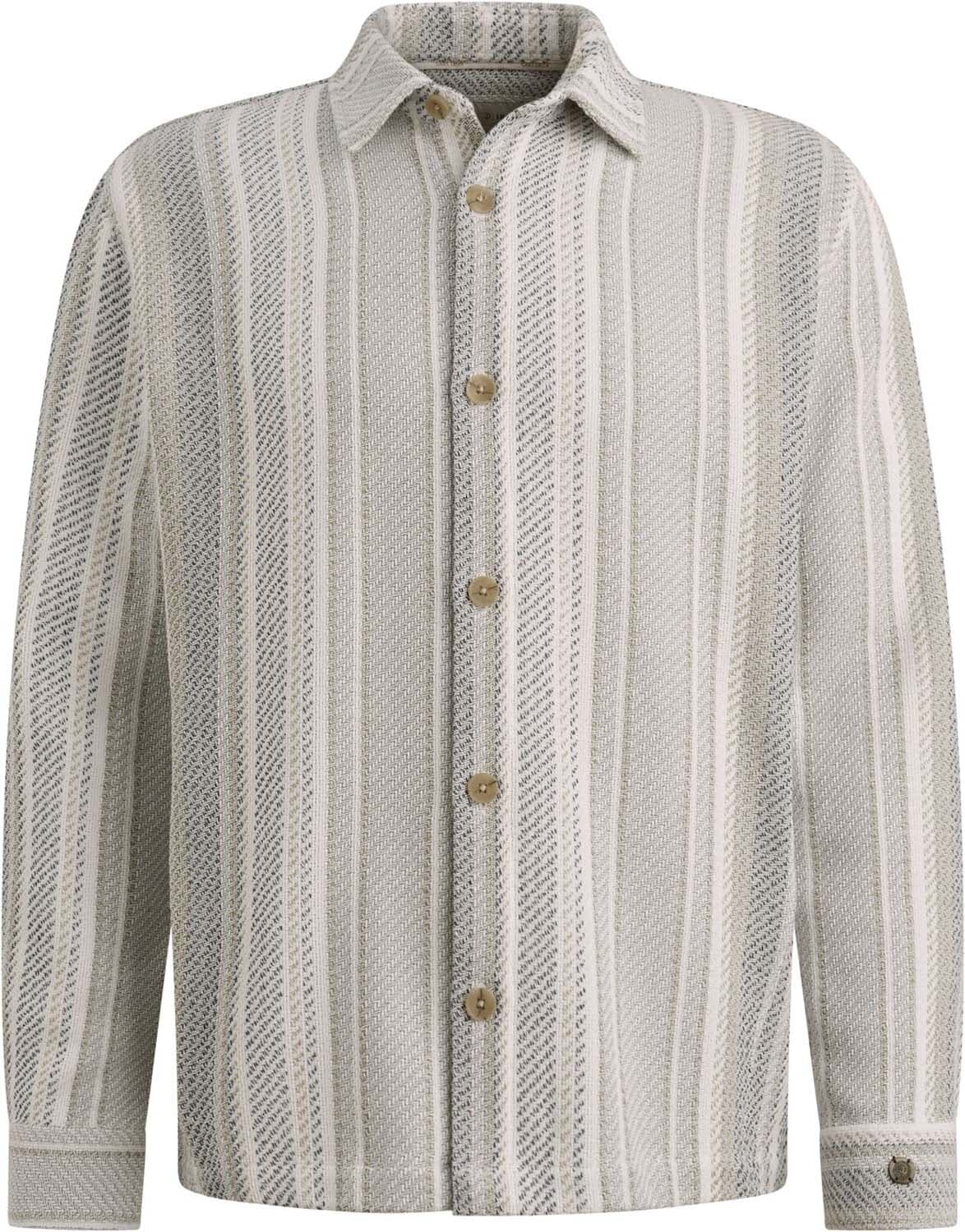 Cast Iron Overhemd Twill Slub Strip Crème