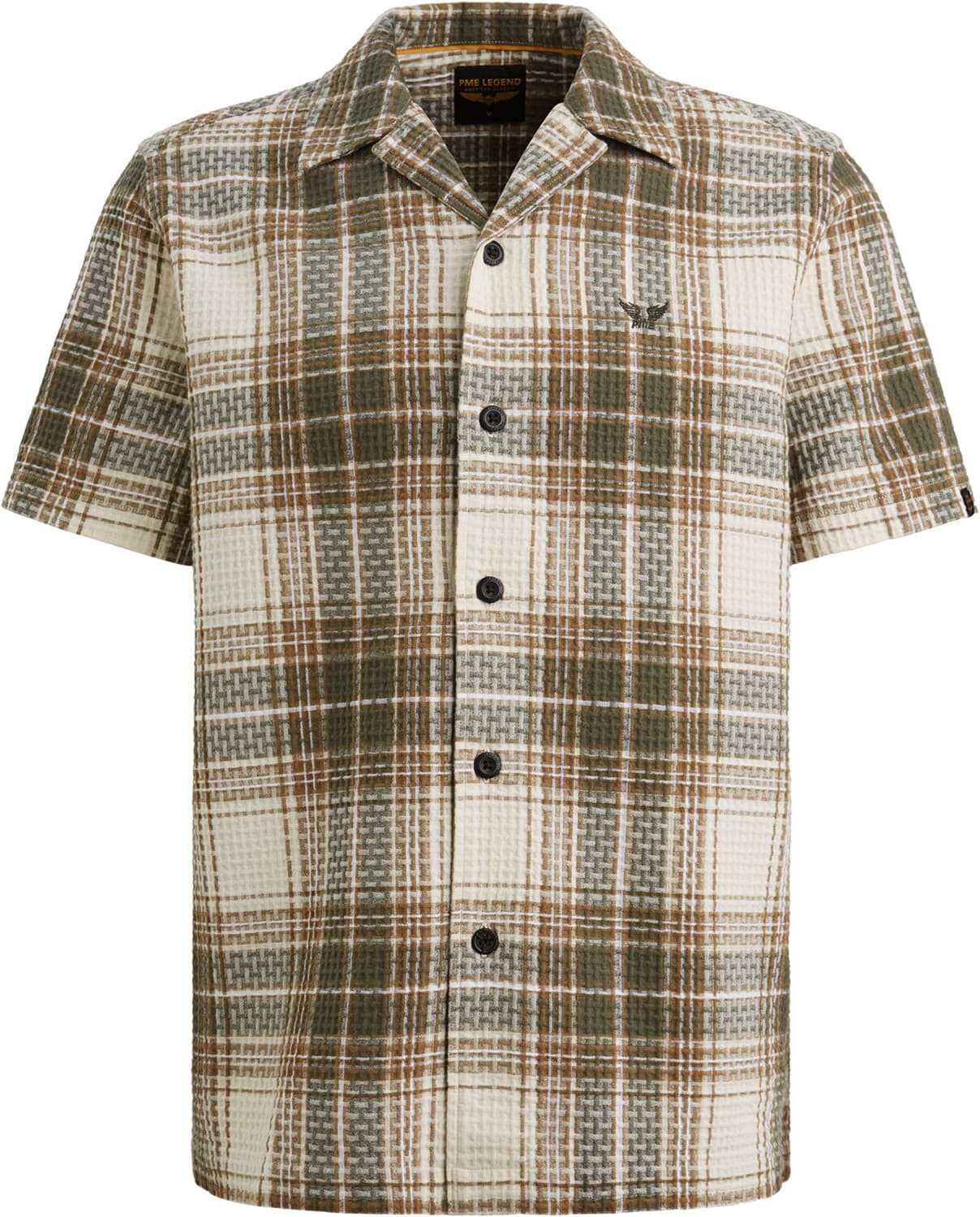 Pme Legend Overhemd Waffle Big Check Groen