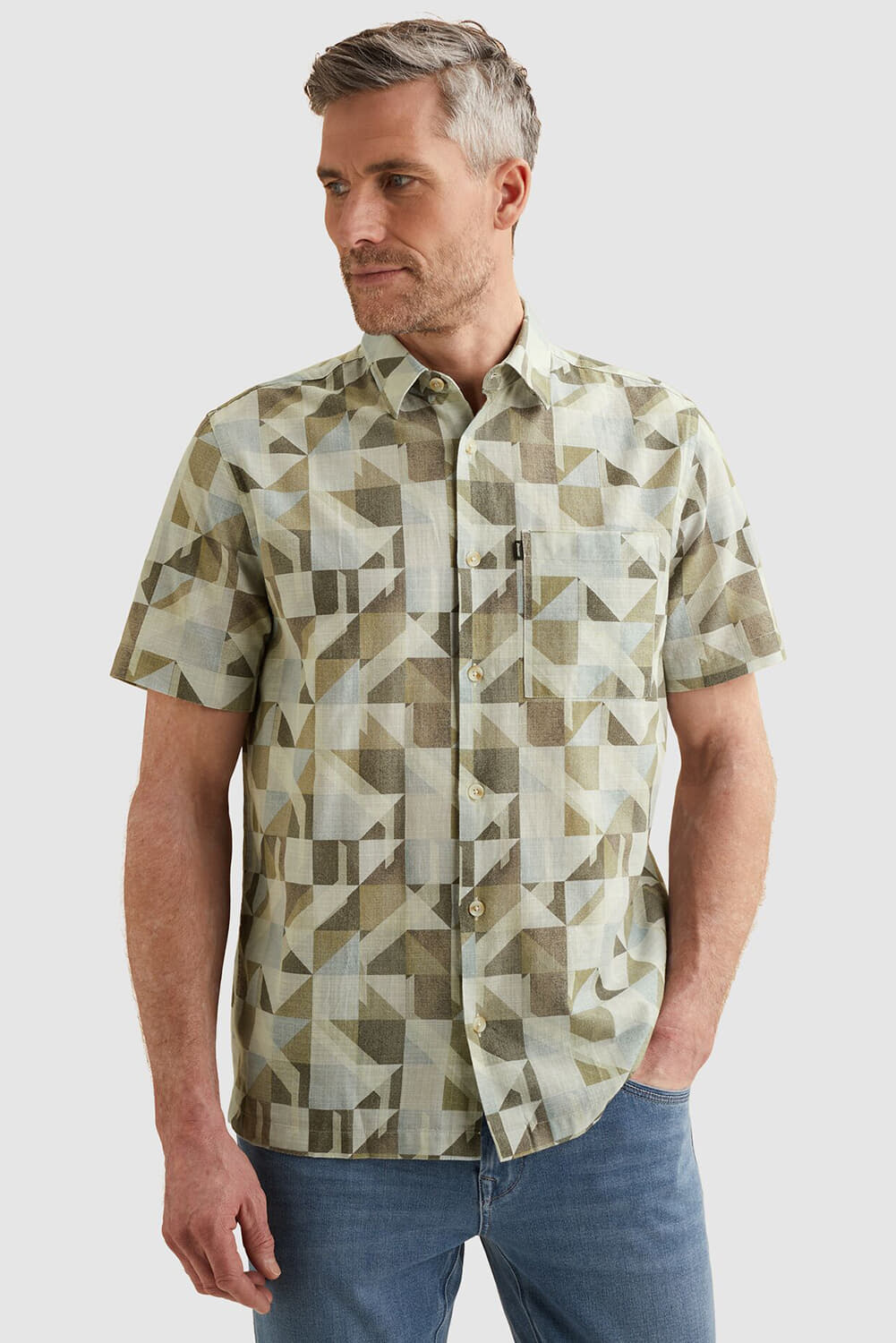 Vanguard Overhemd Geo Spring game Wit