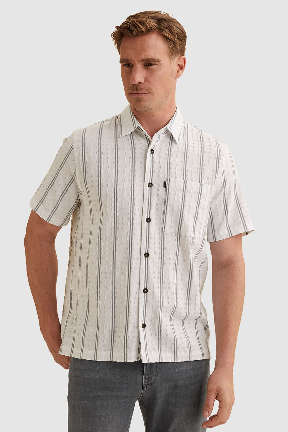 Vanguard Overhemd YD Dobby stripe Wit