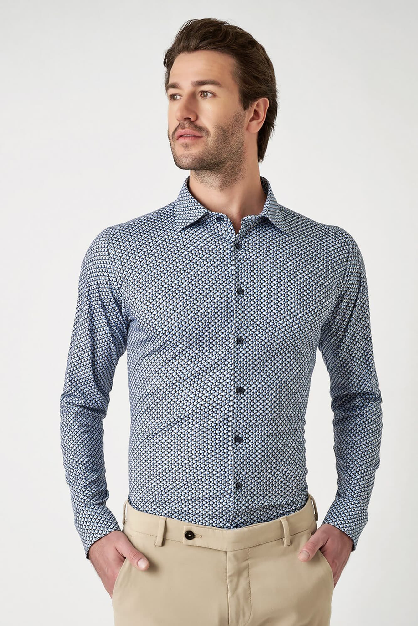 Desoto Overhemd Kent Casual Strijkvrij Hemelsblauw