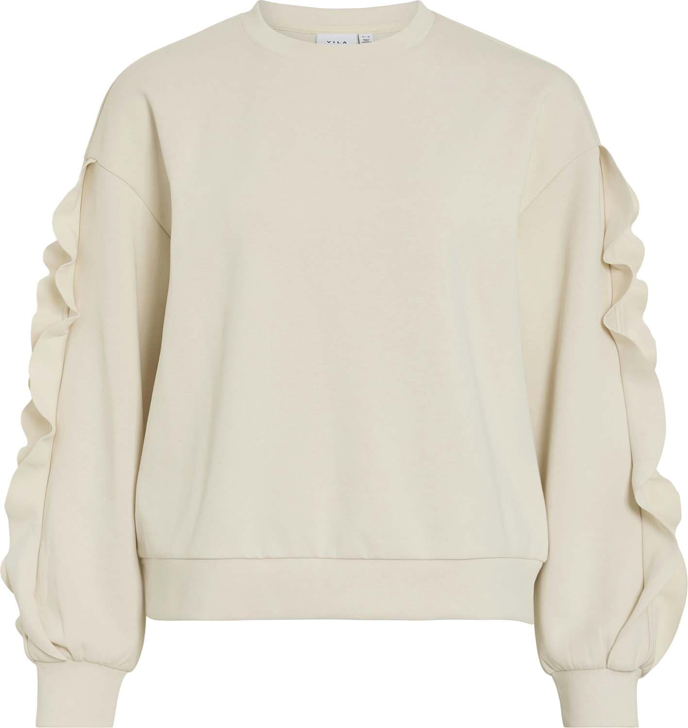 Vila VIMENTINA FLOUNCE O-NECK L/S TOP Beige